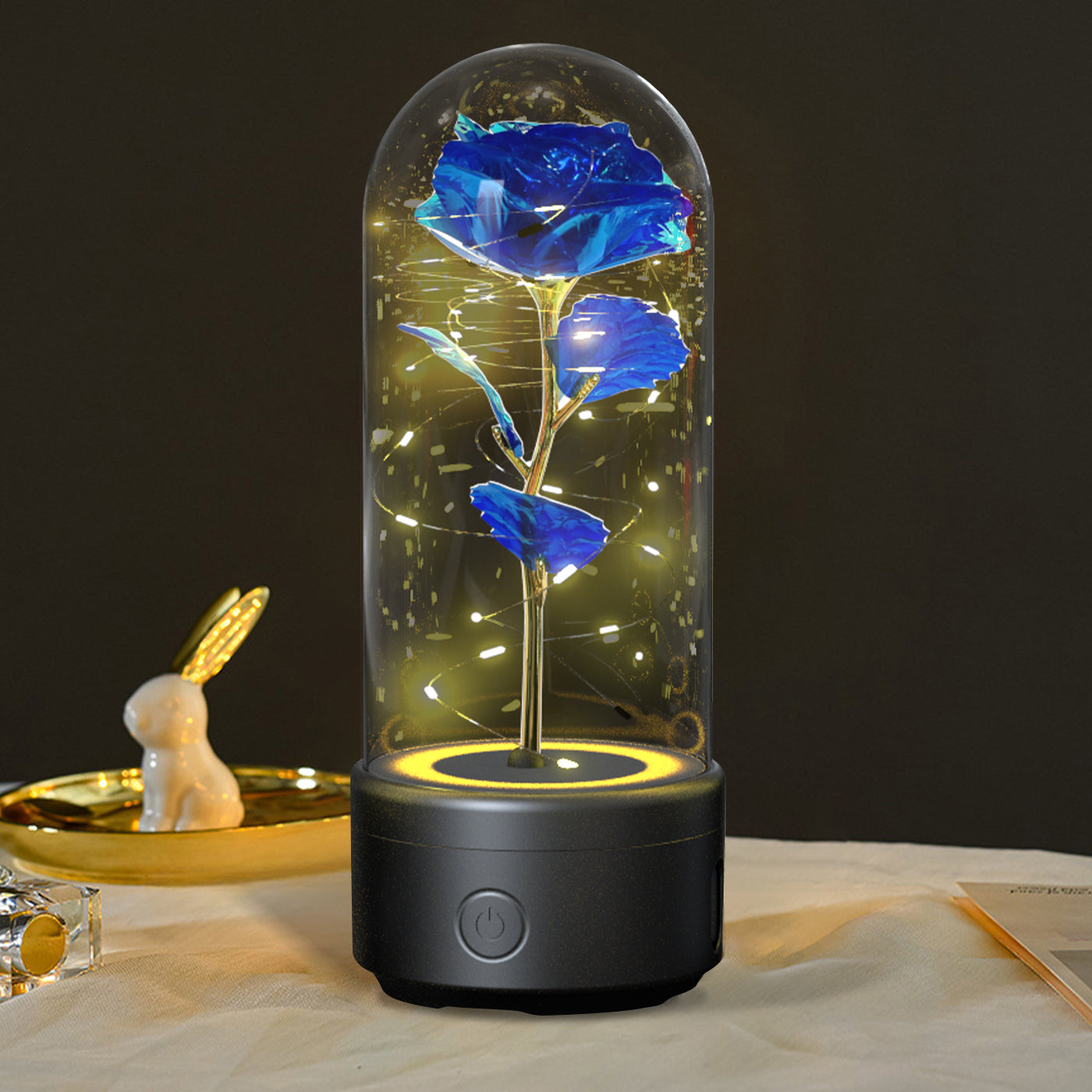 Duetto Floral: Rosa Luminosa con Altavoz Bluetooth