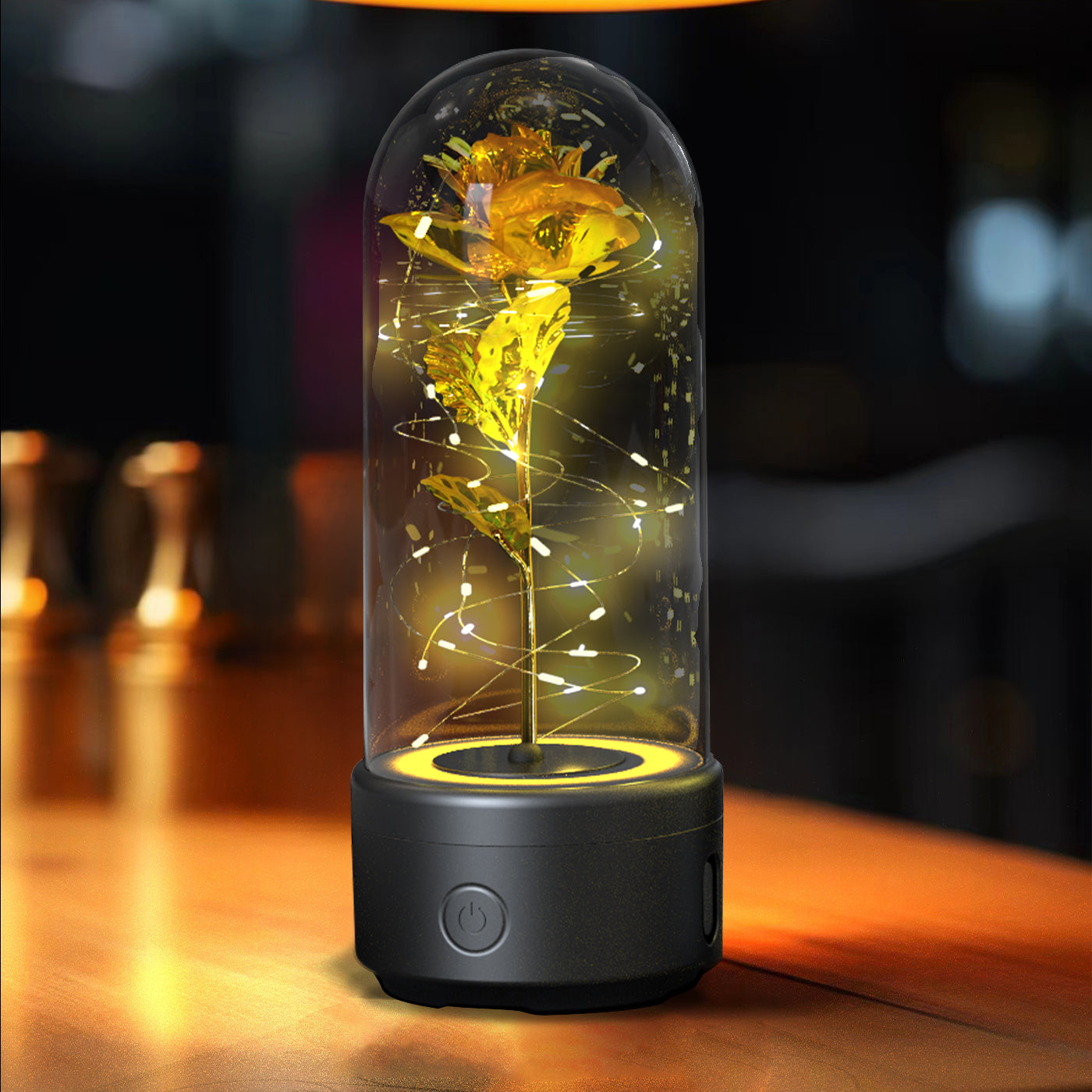 Duetto Floral: Rosa Luminosa con Altavoz Bluetooth