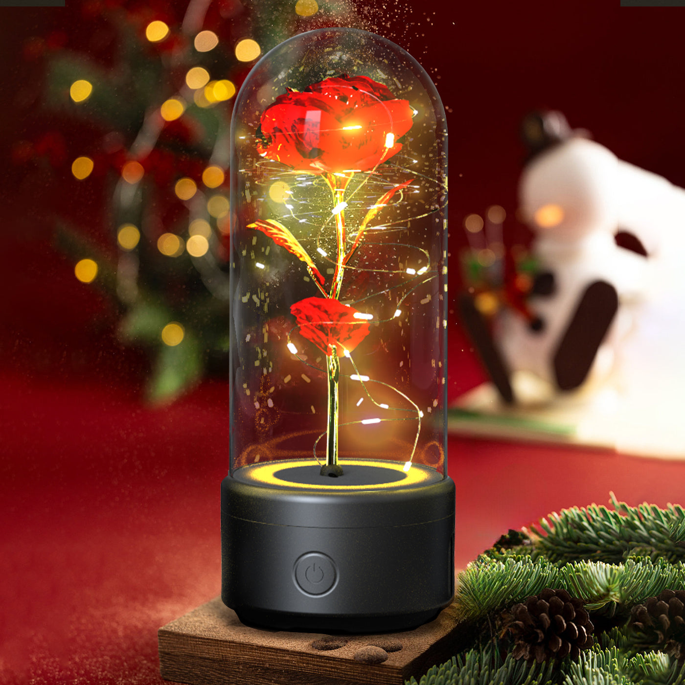 Duetto Floral: Rosa Luminosa con Altavoz Bluetooth