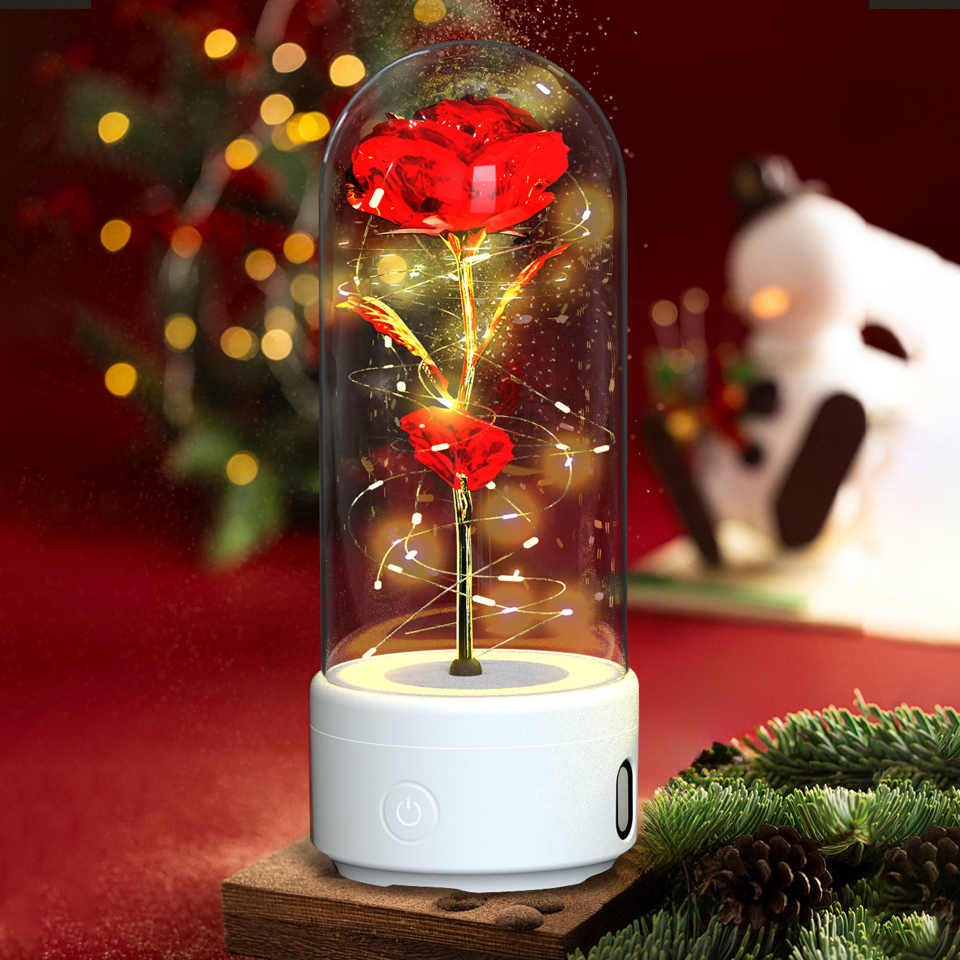 Duetto Floral: Rosa Luminosa con Altavoz Bluetooth