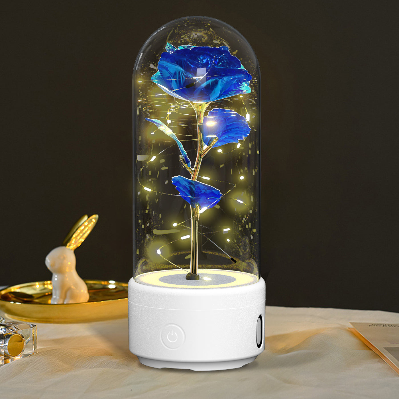 Duetto Floral: Rosa Luminosa con Altavoz Bluetooth