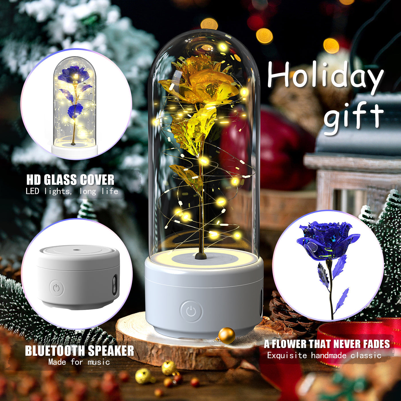Duetto Floral: Rosa Luminosa con Altavoz Bluetooth