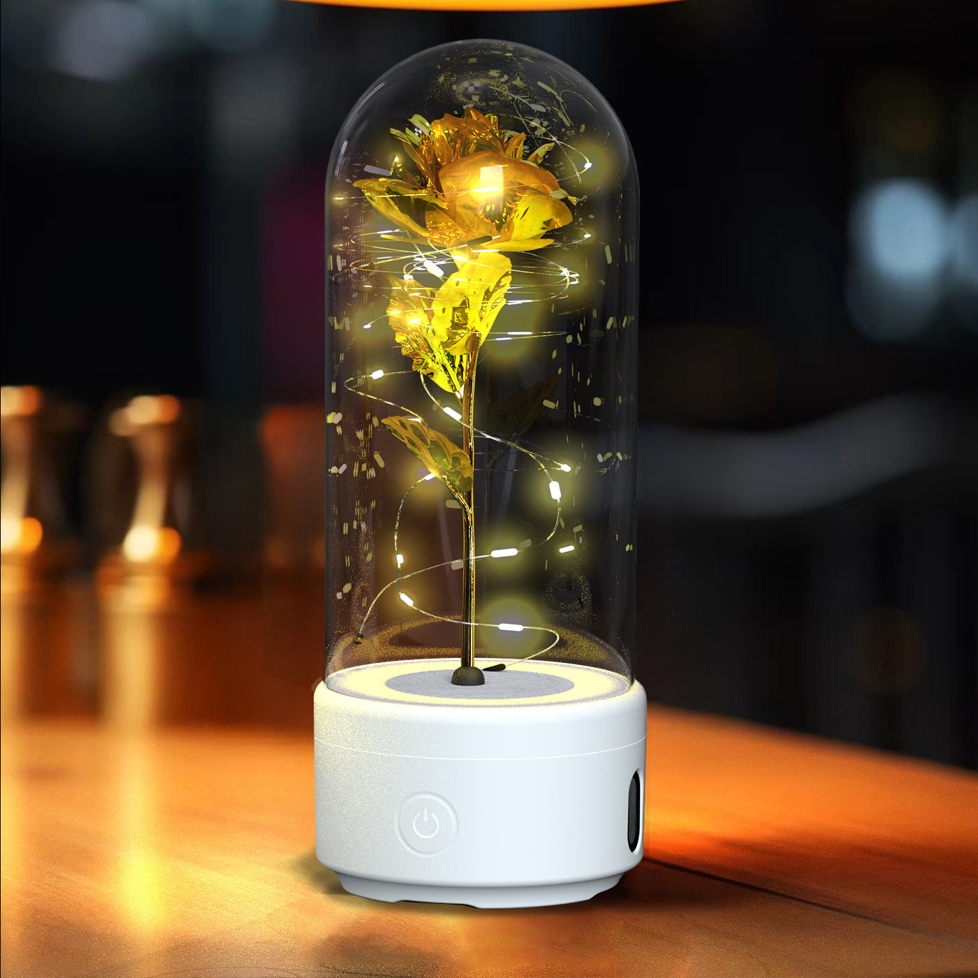 Duetto Floral: Rosa Luminosa con Altavoz Bluetooth